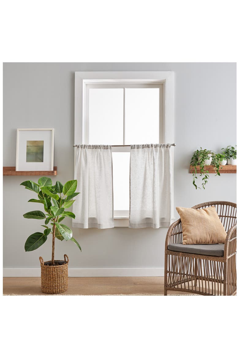 Set of 2 Tier Linen Curtain Panels, Alternate, color, SILVER