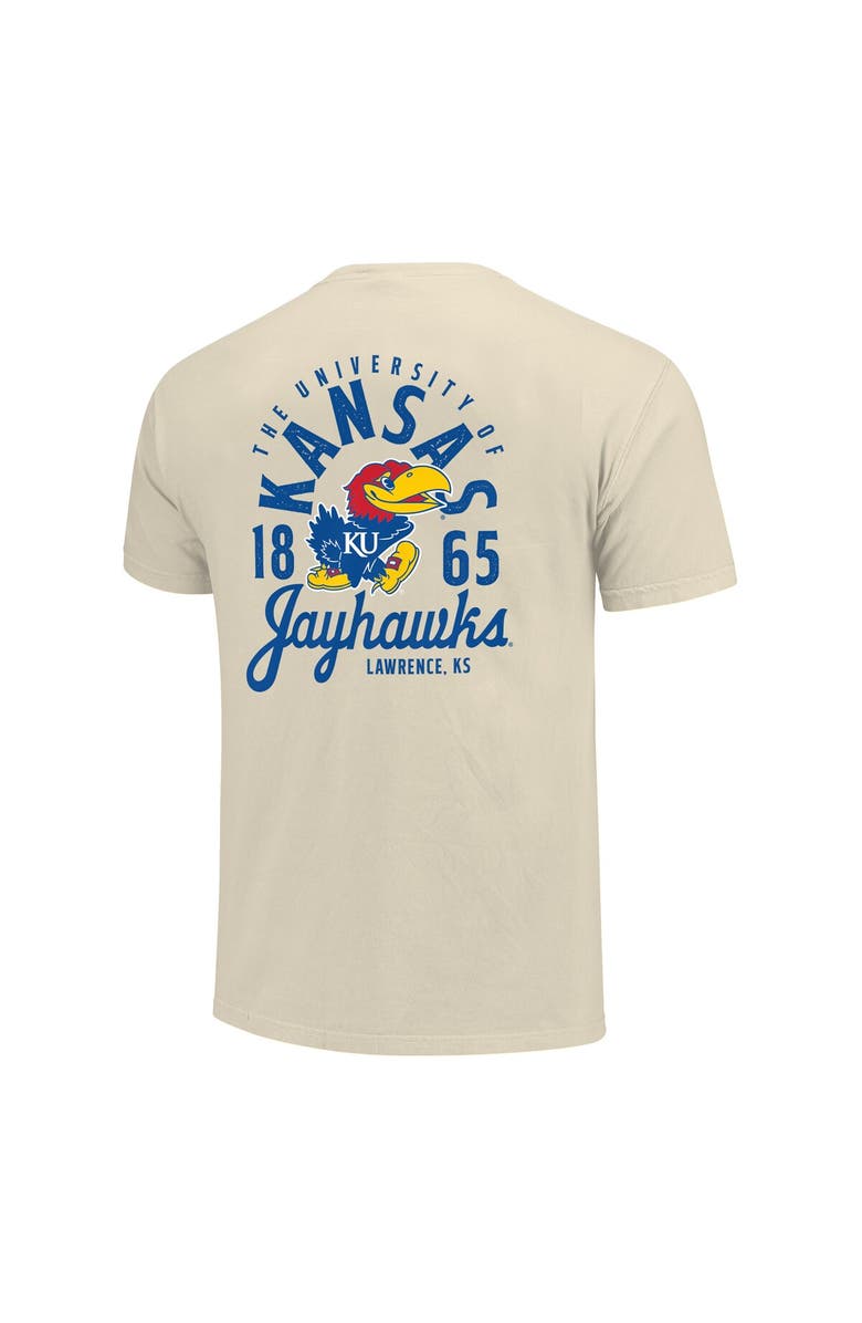 IMAGE ONE Men's Cream Kansas Jayhawks Comfort Colors Mascot Overlay T-Shirt, Alternate, color, Cream