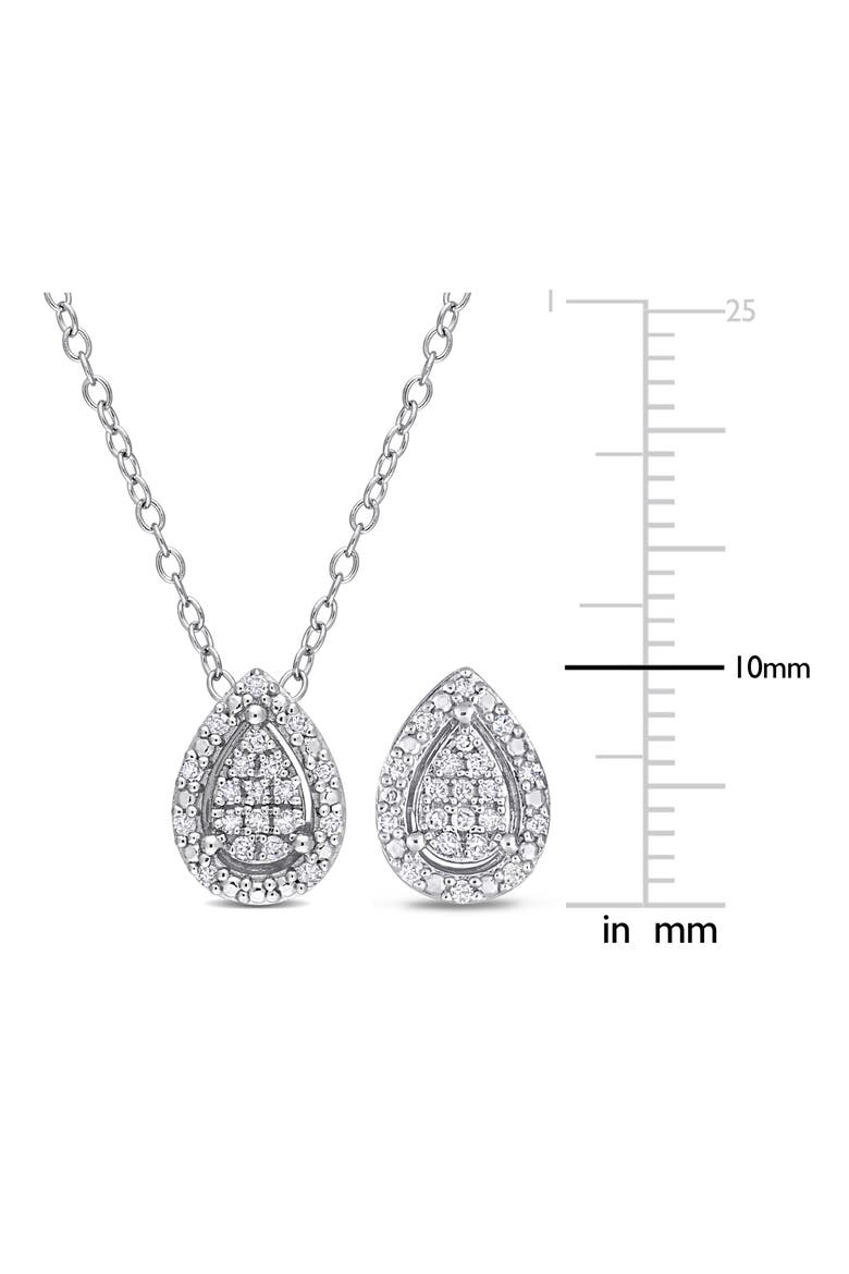 Diamond Pear Pendant Necklace & Stud Earrings Set - 0.3ct., Alternate, color, SILVER