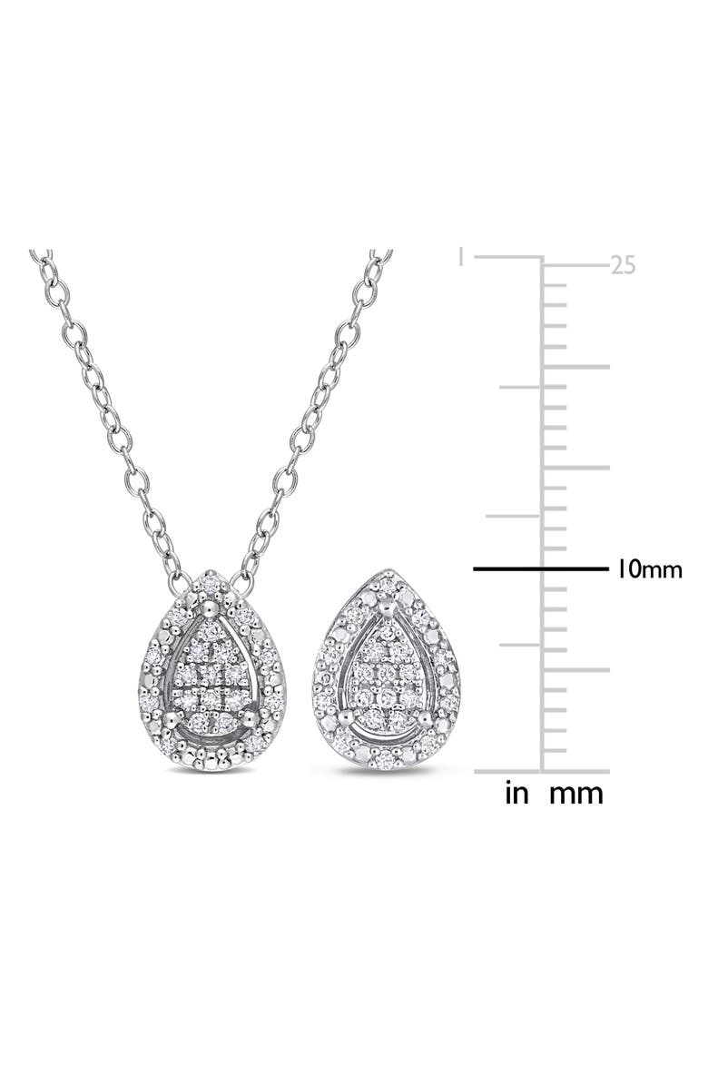 DELMAR Diamond Pear Pendant Necklace & Stud Earrings Set - 0.3ct., Alternate, color, Silver