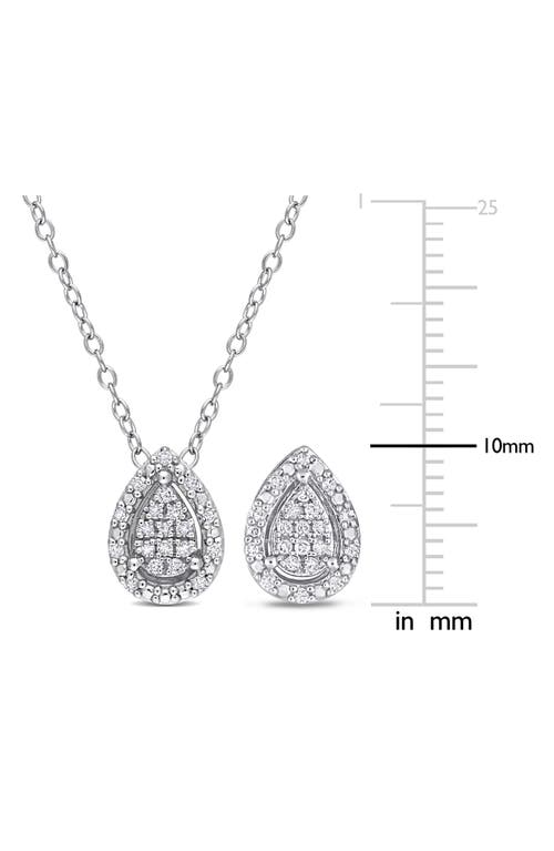 Delmar Diamond Pear Pendant Necklace & Stud Earrings Set In Silver