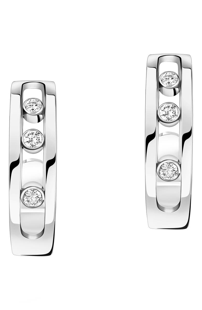 Messika Creoles Move Huggie Hoop Earrings, Alternate, color, White Gold