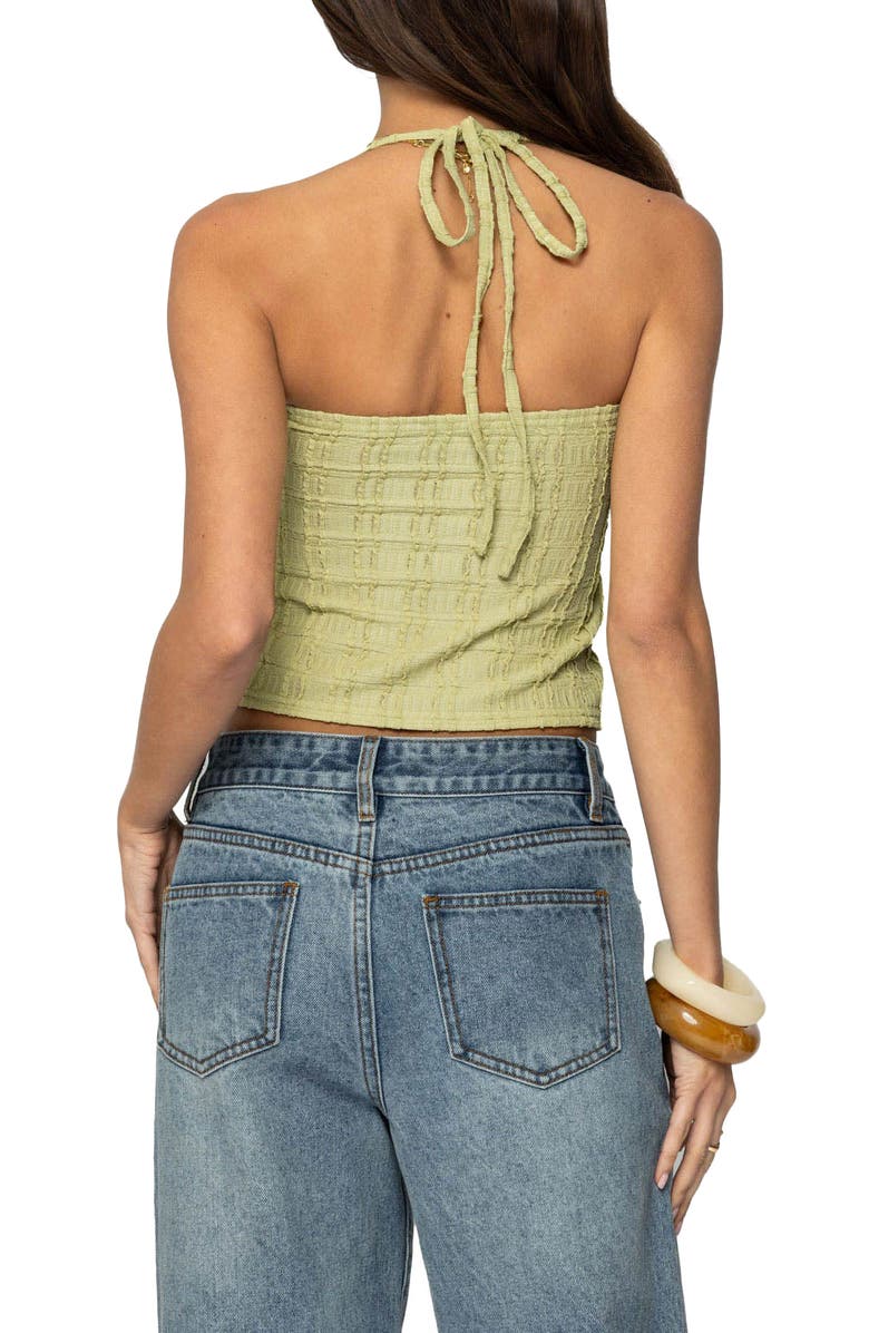 EDIKTED Galya Textured Halter Top, Alternate, color, Sage