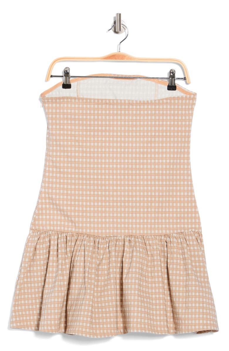 Madden Girl Foldover Strapless Drop Waist Minidress, Alternate, color, Almond Cream