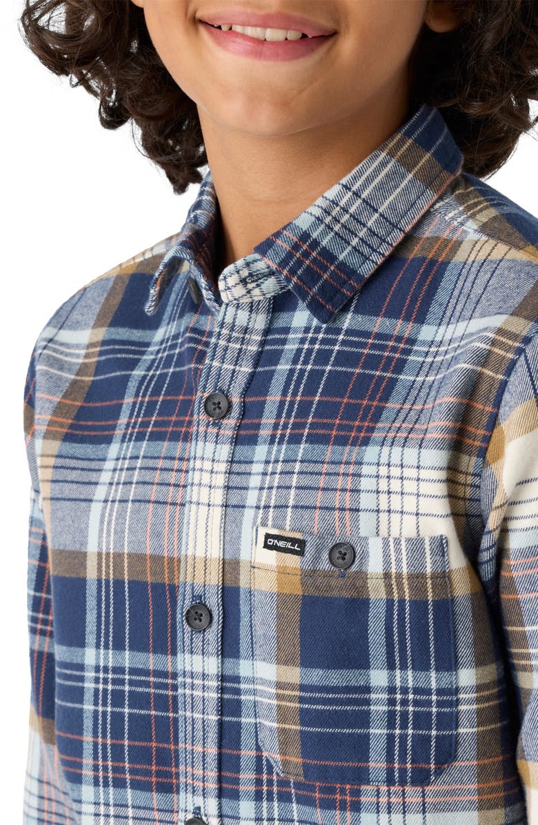 O'Neill Kids' Winslow Plaid Flannel Button-Up Shirt, Alternate, color, Navy