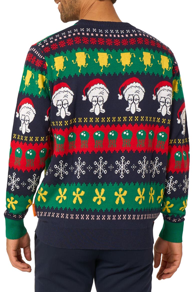 SpongeBob Christmas Crewneck Sweater, Alternate, color, GREEN MULTI