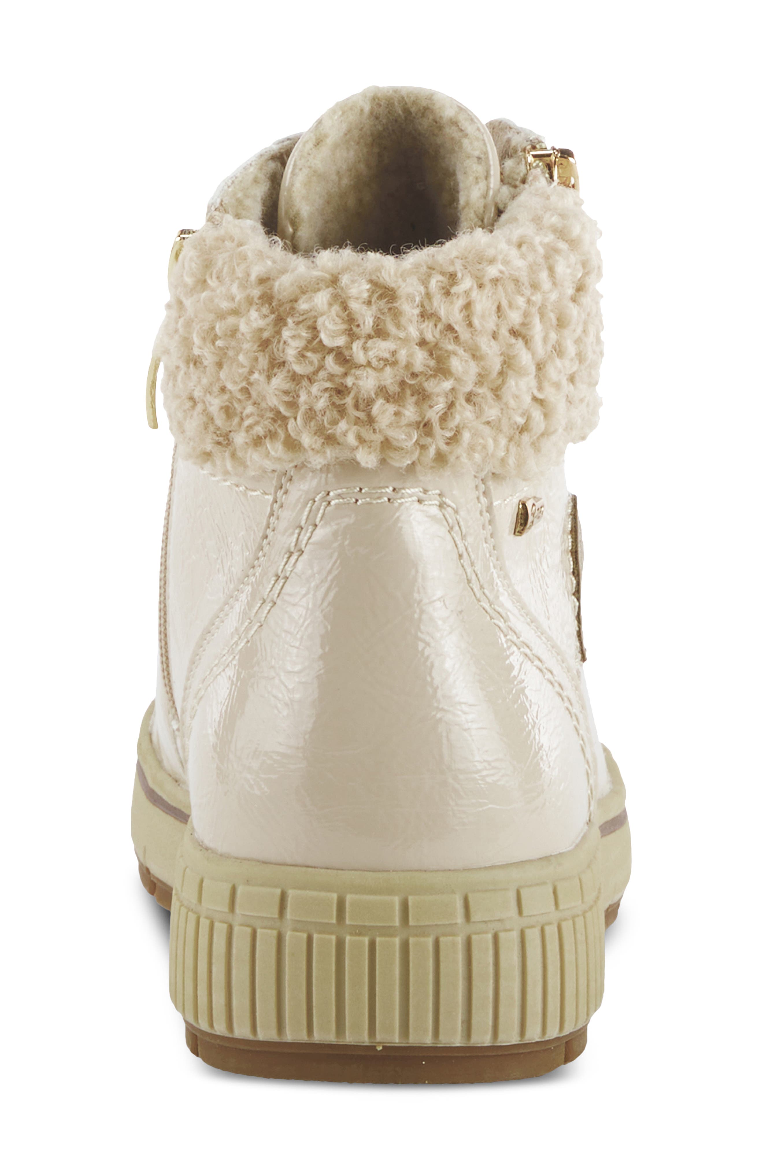 Spring Step Alps Water Resistant Faux Shearling Sneaker, Alternate, color, Beige Patent