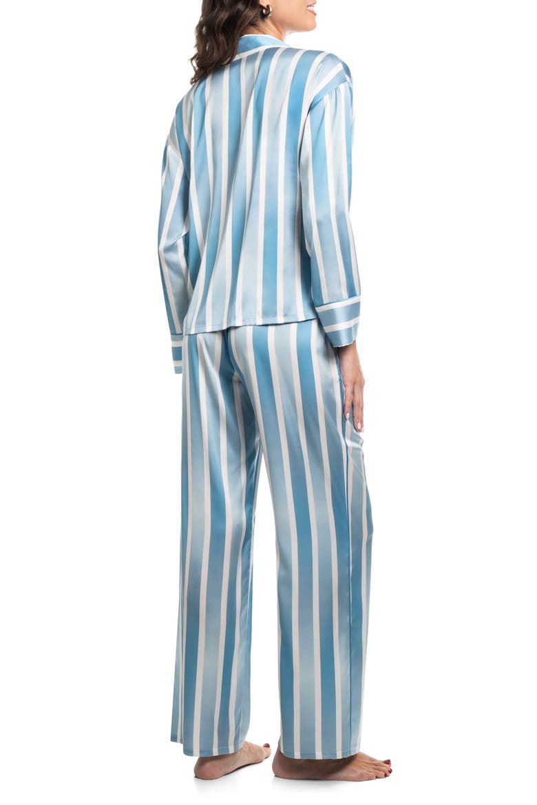 Stripe Satin Pajamas, Alternate, color, BLUE