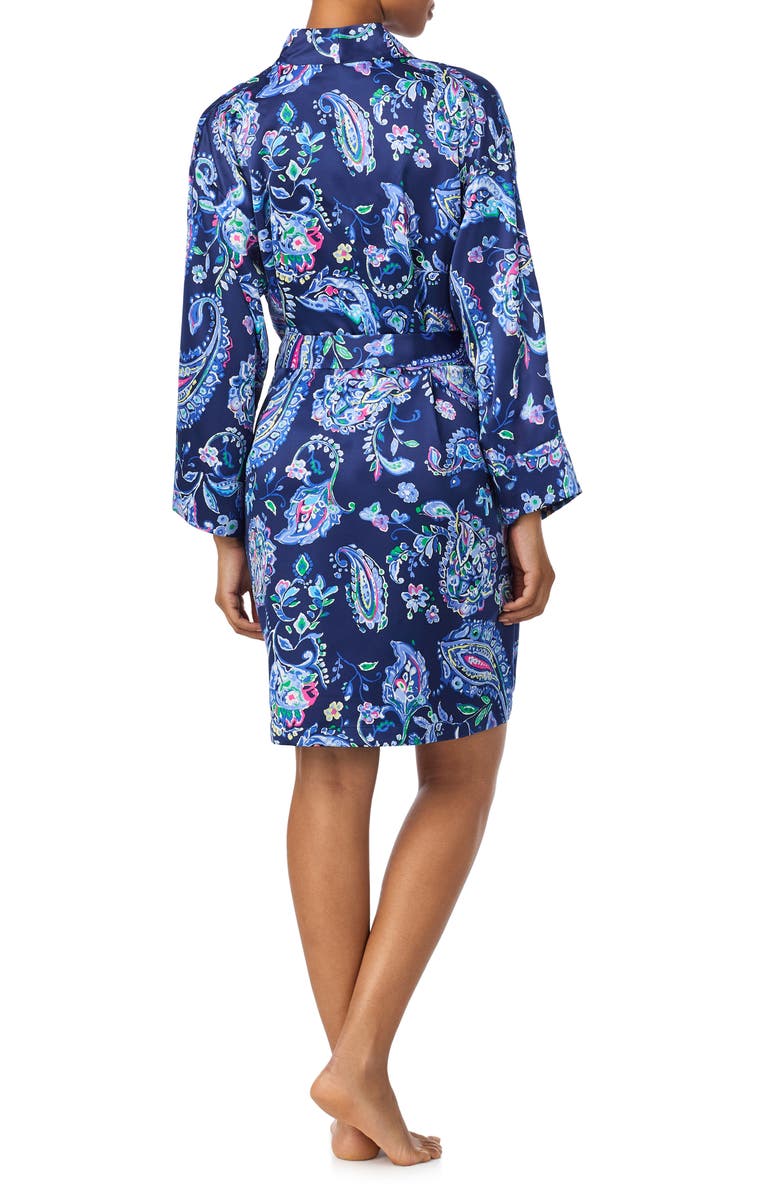 Lauren Ralph Lauren Paisley Satin Robe, Alternate, color, Blue Paisley