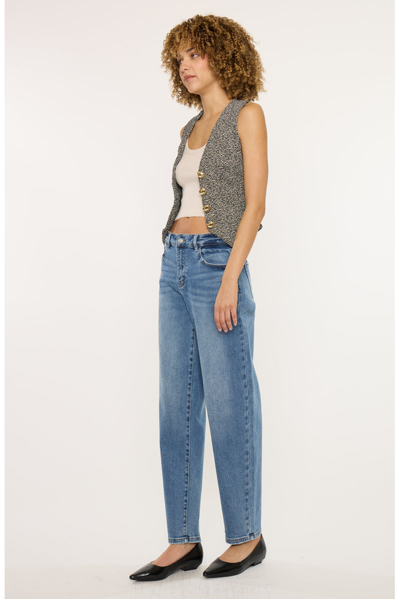 Grace Essentials High Rise Slim Barrel Jeans, Alternate, color, Medium Wash