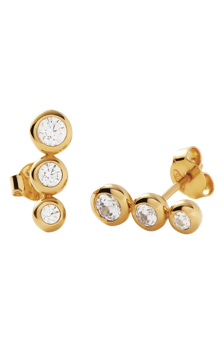 Missoma Triple Cubic Zirconia Stud Earrings, Alternate, color, Gold
