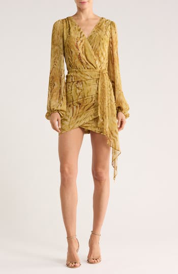 Matty M . Piper Long Sleeve Minidress In Yellow