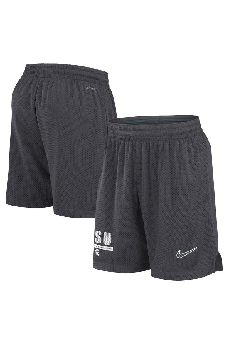 Men's Nike Anthracite Michigan State Spartans 2024 Sideline Performance Mesh Shorts, Main, color, Anthracite