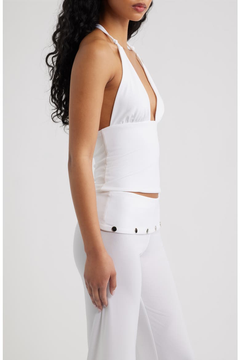 Jade Knit Plunge Halter Top, Alternate, color, WHITE
