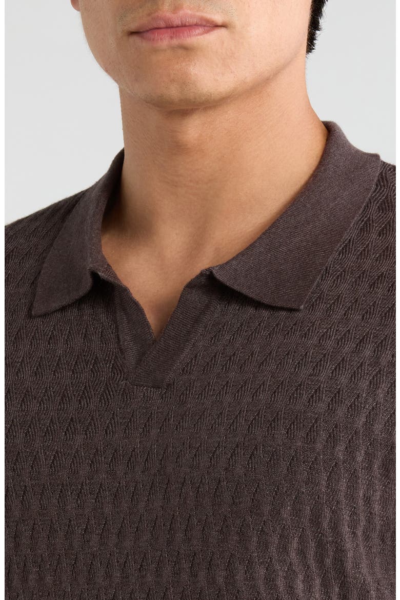 Rylan Johnny Collar Cotton Blend Polo Sweater, Alternate, color, ESPRESSO