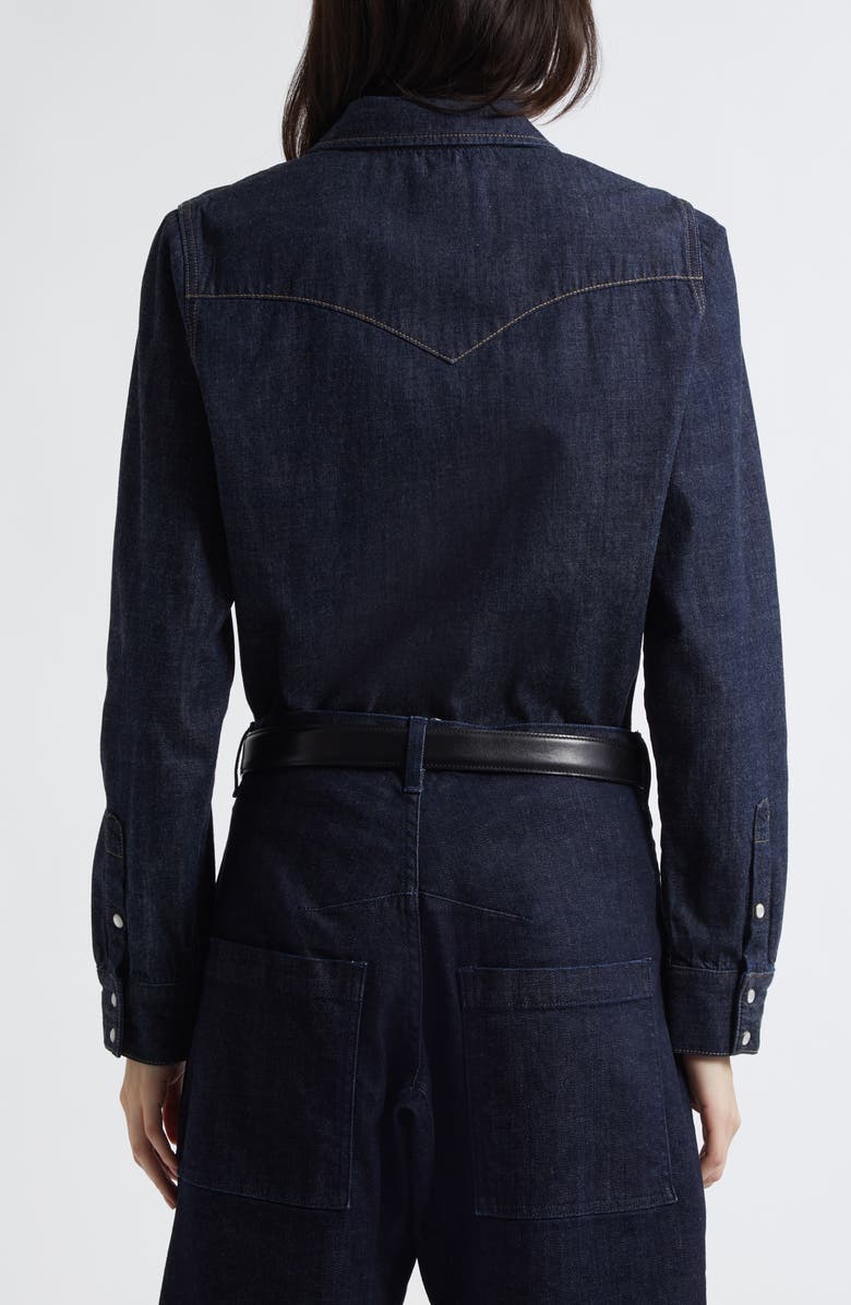 Nili Lotan Travis Long Sleeve Chambray Shirt, Alternate, color, Indigo Rinse