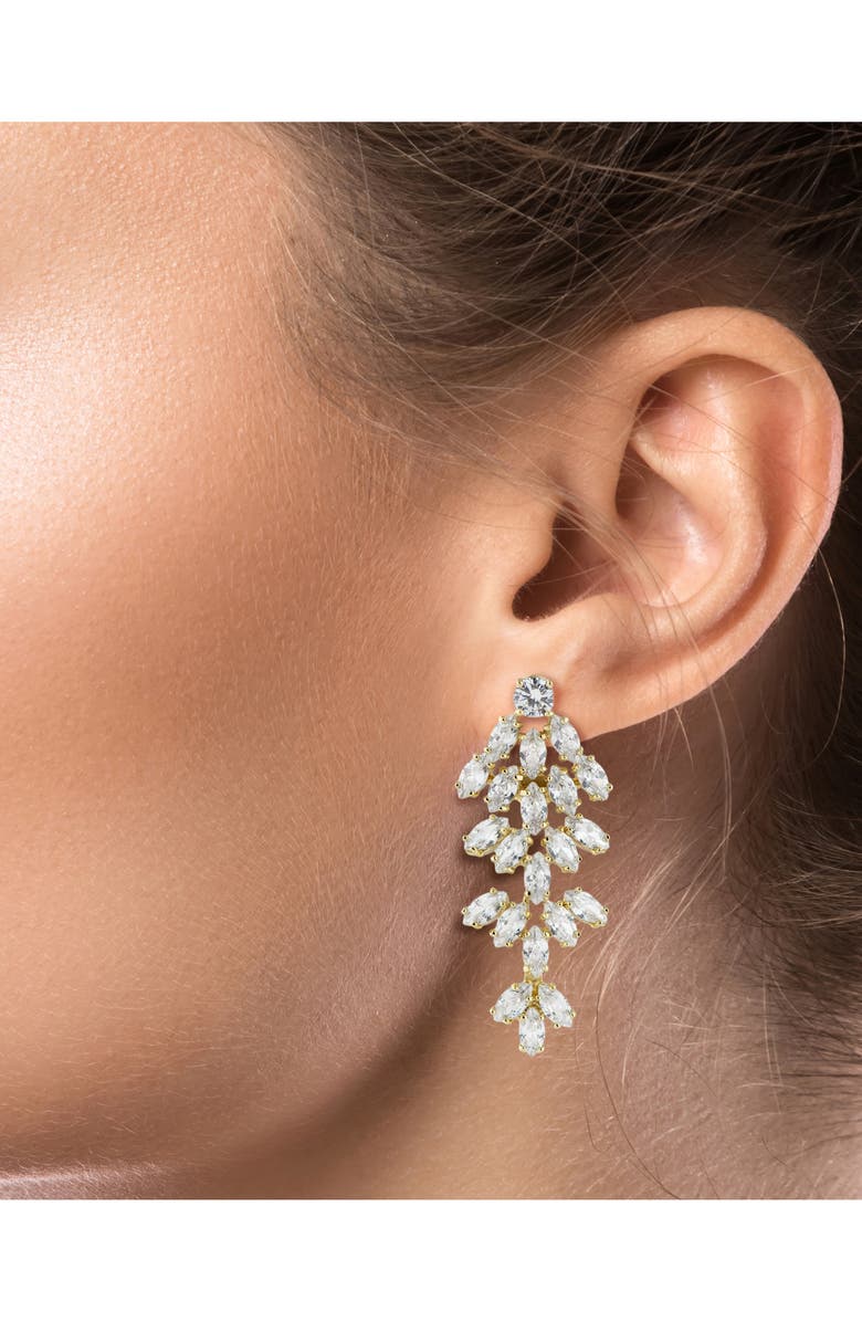 CZ by Kenneth Jay Lane Marquise CZ Cluster Drop Clip-On Earrings, Alternate, color, 