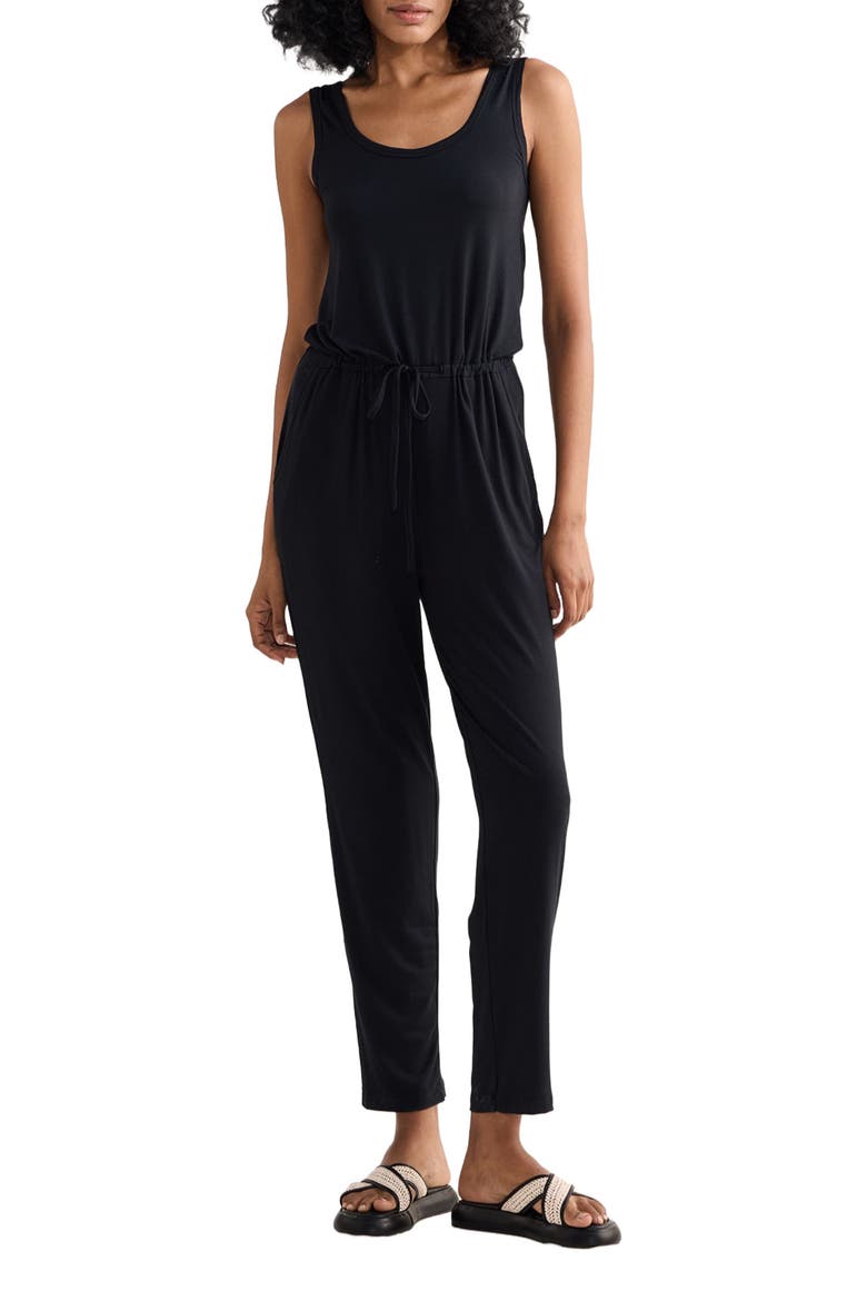 Relaxed Drawstring Jumpsuit, Main, color, Black