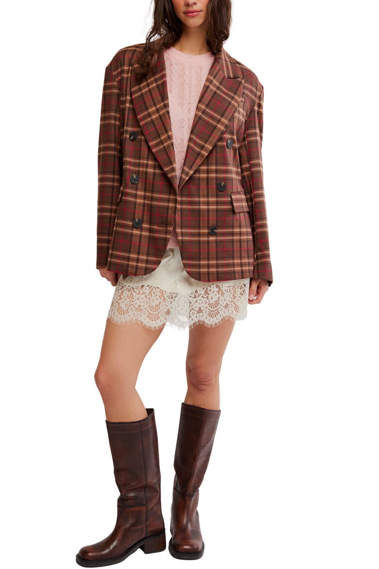 Dean Double Breasted Blazer, Alternate, color, OLIVER PLAID- BROWN