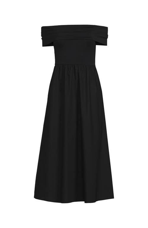 LANDS' END LANDS' END OFF THE SHOULDER SLENDER MIXED MEDIA DRESS