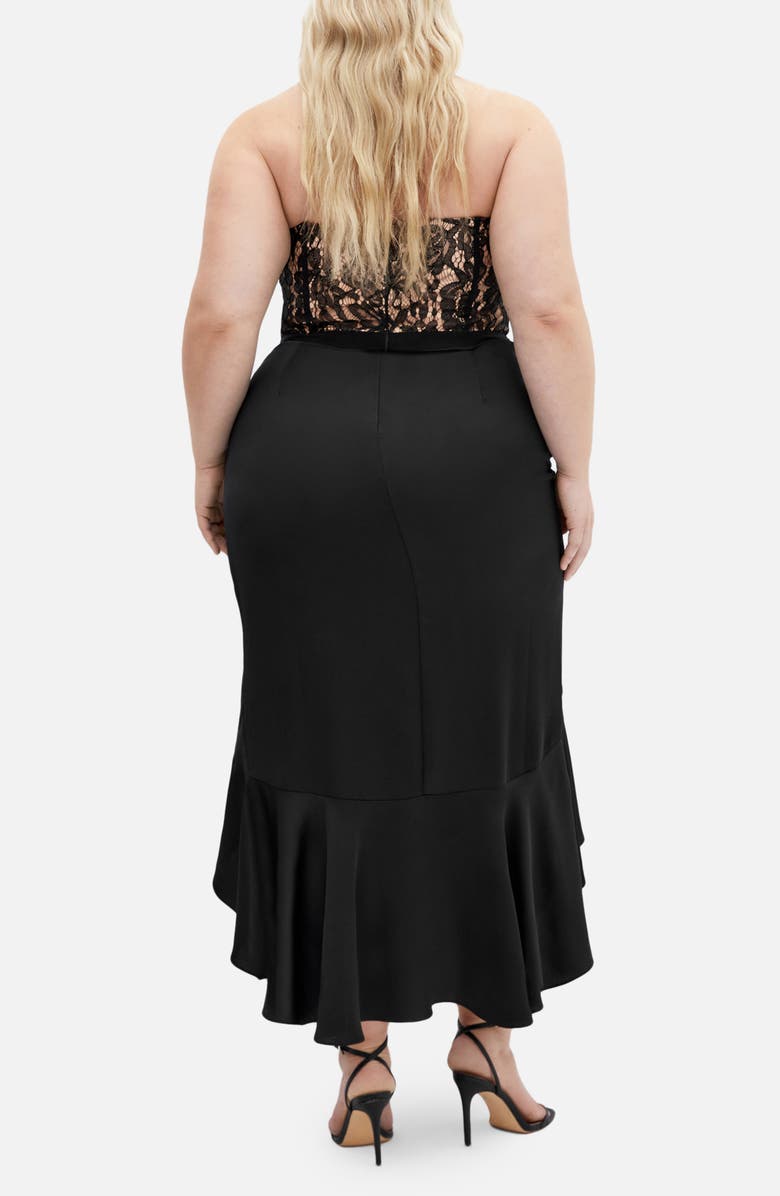 City Chic Lace Convertible High-Low Gown, Alternate, color, Black