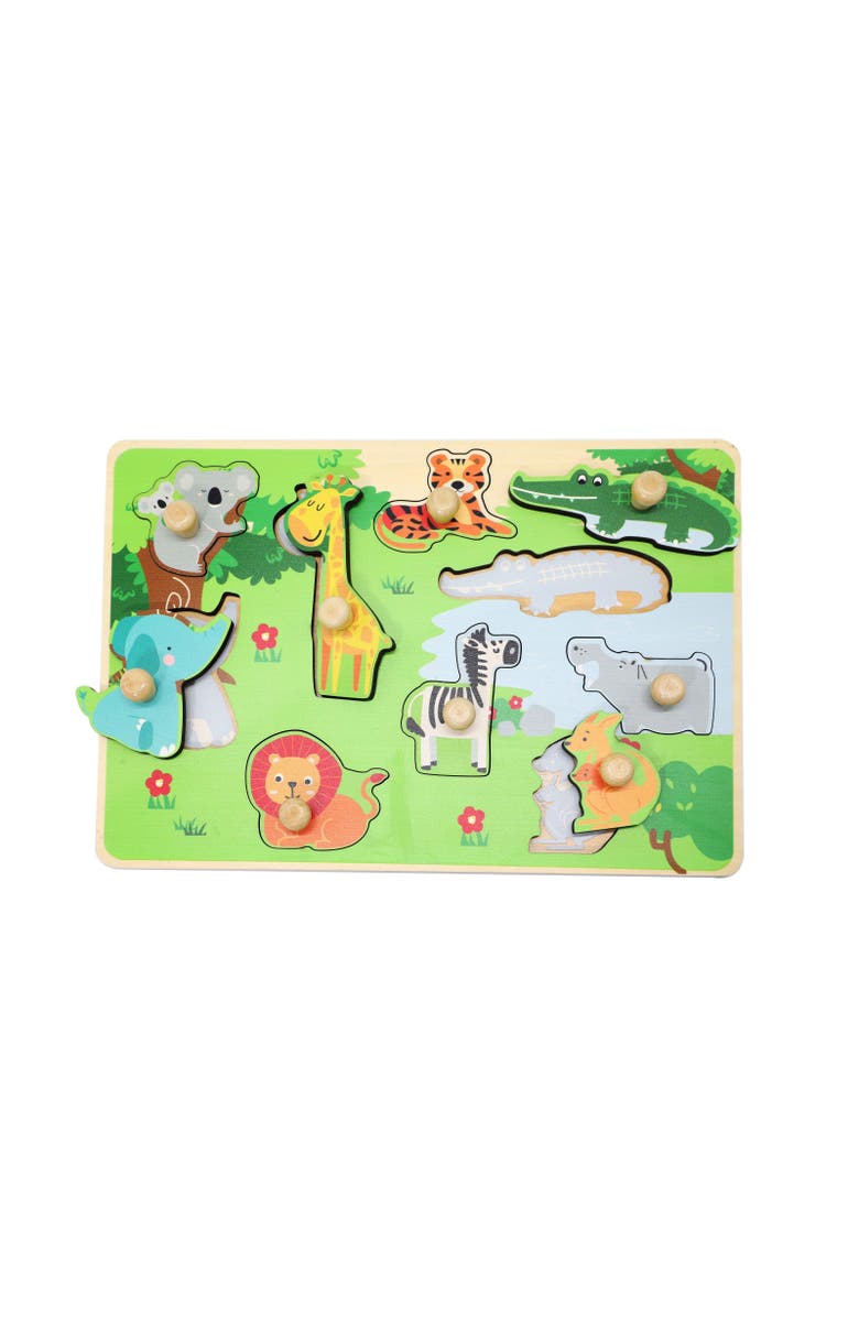 Leo & Friends Zoo Animal Peg Puzzle - Toddler Zoo Puzzle, Comes with 10-Pieces, Main, color, Green