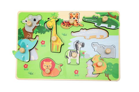 Zoo Animal Peg Puzzle - Toddler Zoo Puzzle, Comes with 10-Pieces