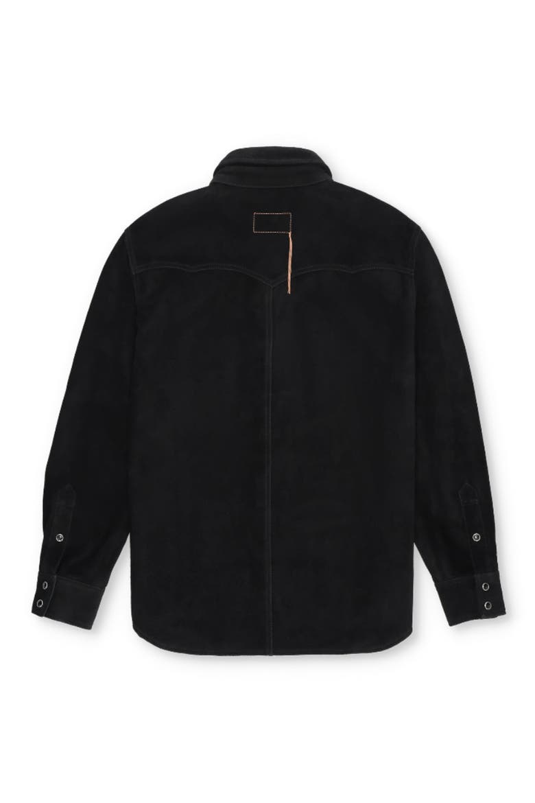 Linda Suede Leather Overshirt, Alternate, color, BLACK