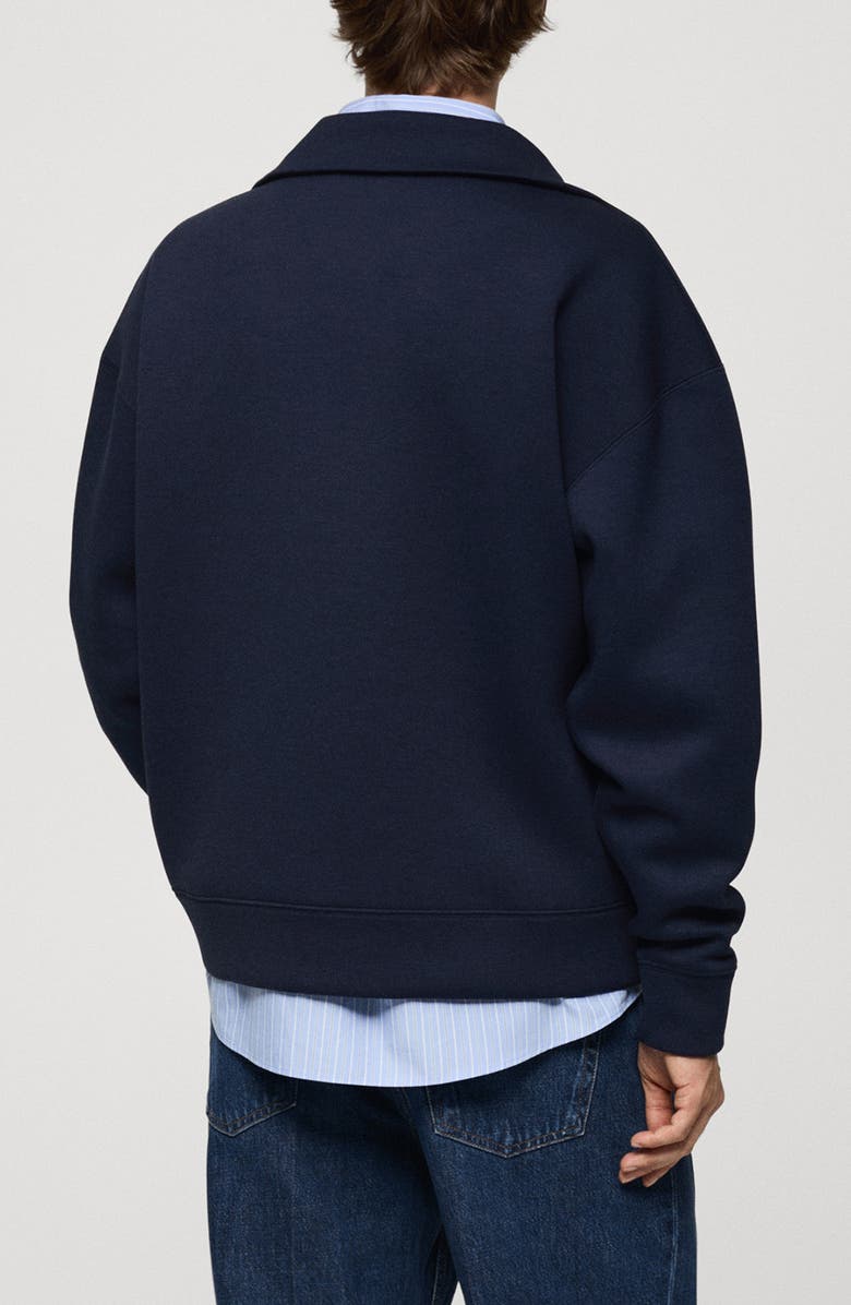 MANGO Relaxed Fit Half Zip Cotton Sweatshirt, Alternate, color,