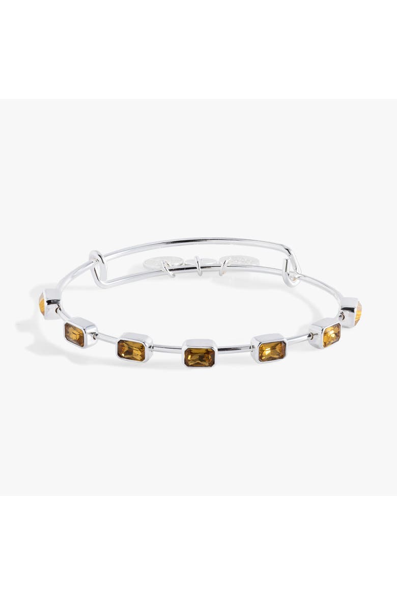 November Birthstone Emerald Cut Bangle, Main, color, Silver