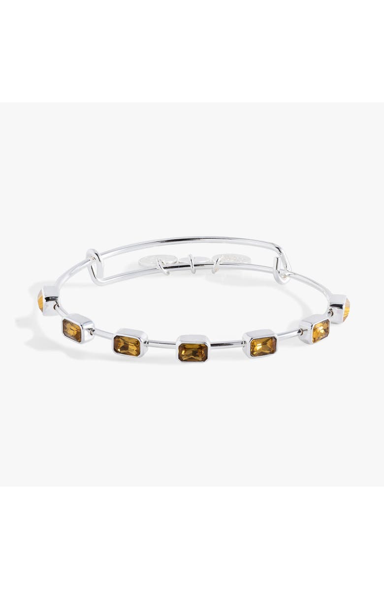 Alex and Ani November Birthstone Emerald Cut Bangle, Main, color, Silver
