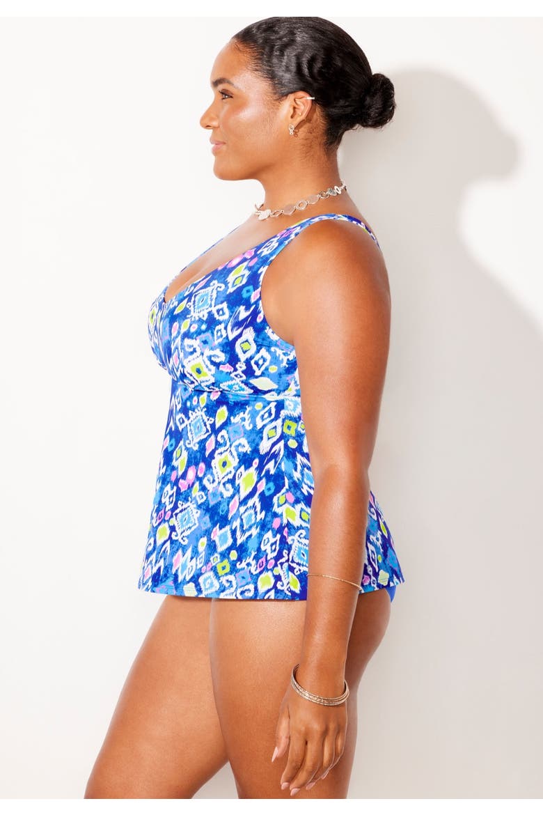 V Neck Flowy Tankini Top, Alternate, color, Pastel Geo