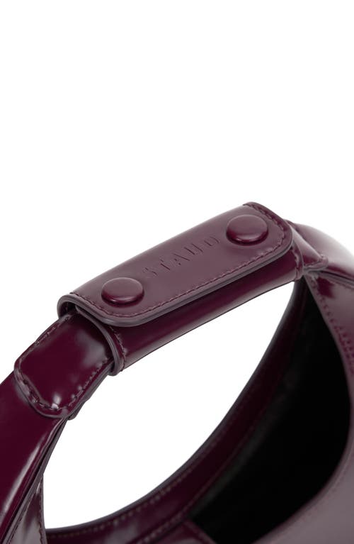 Staud Mini Moon Leather Top Handle Tote In Burgundy