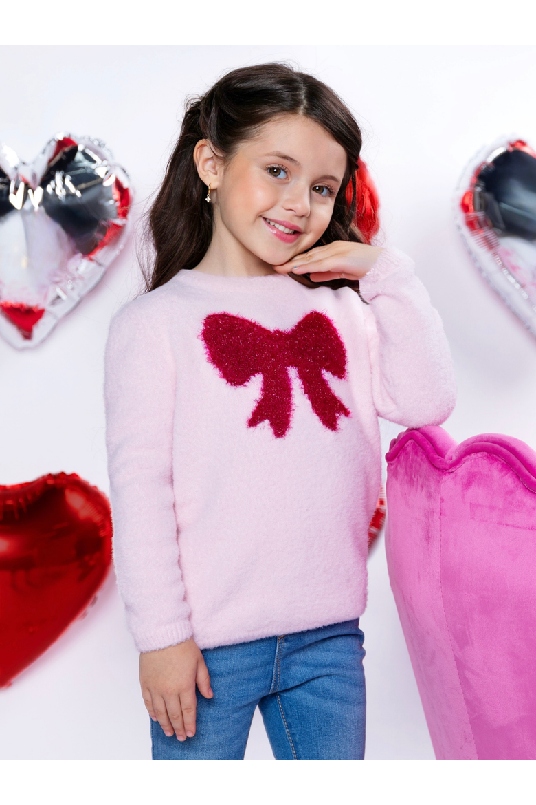 Sweet Bow Knit Sweater, Alternate, color, Pink