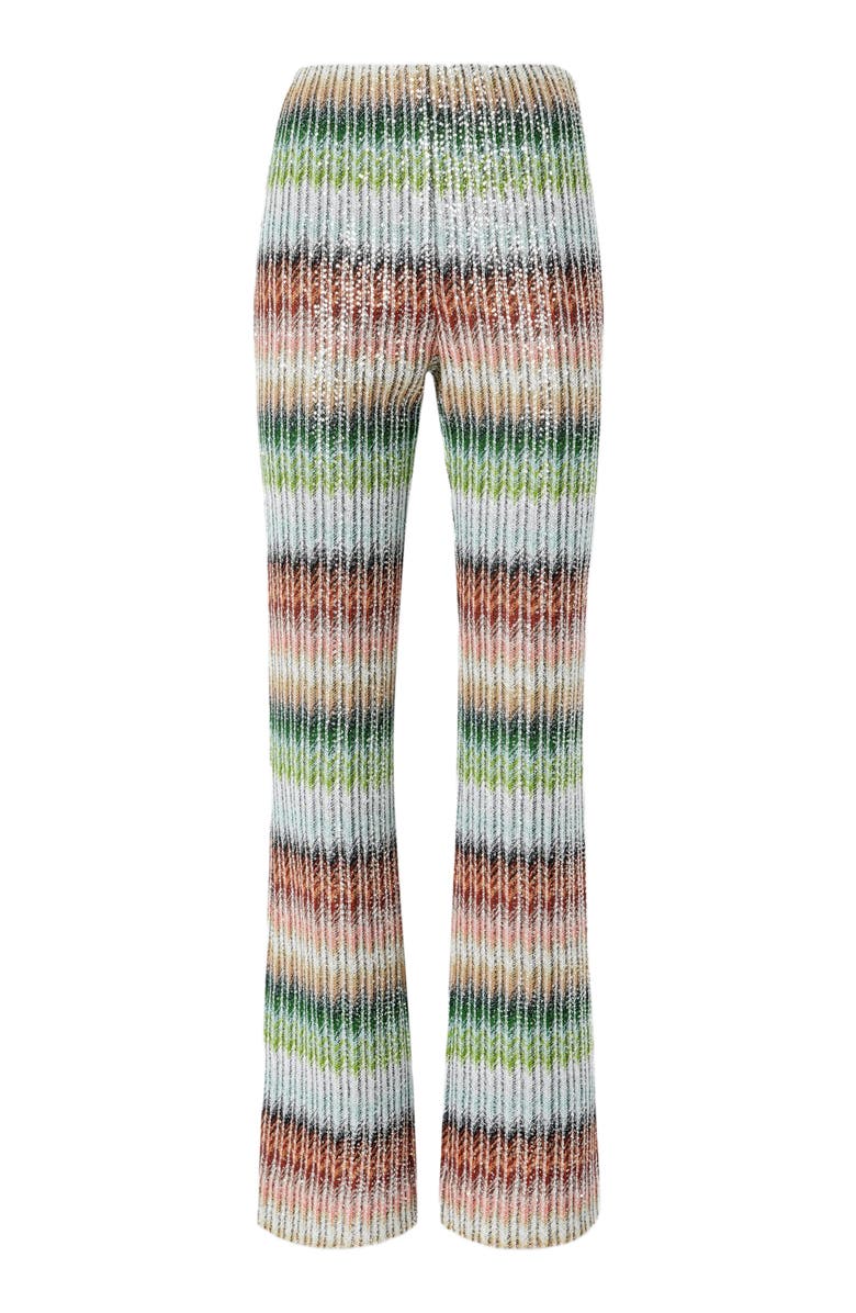 Missoni Flared Trousers In Gradient Zig Zag Knit With Sequins, Alternate, color, Multicoloured
