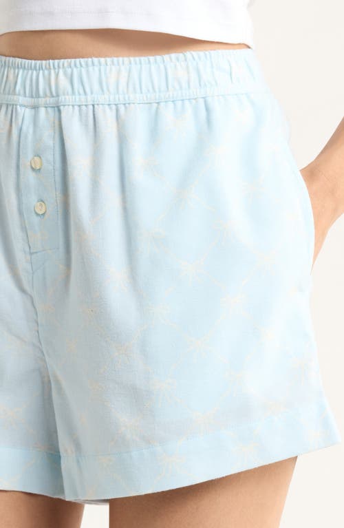 Open Edit Print Cozy Flannel Boxer Pajama Shorts In Blue