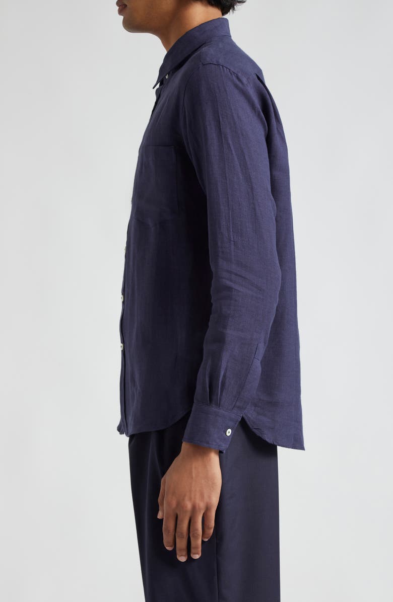 De Bonne Facture Essential Linen Button-Up Shirt, Alternate, color, Dark Navy