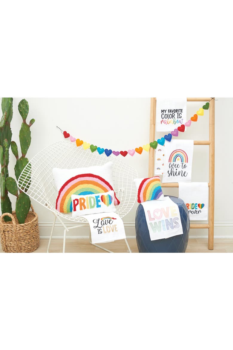 Rainbow Arch Love Hooked Mini Accent Pillow, 8" x 8" All Seasons, Alternate, color, Red