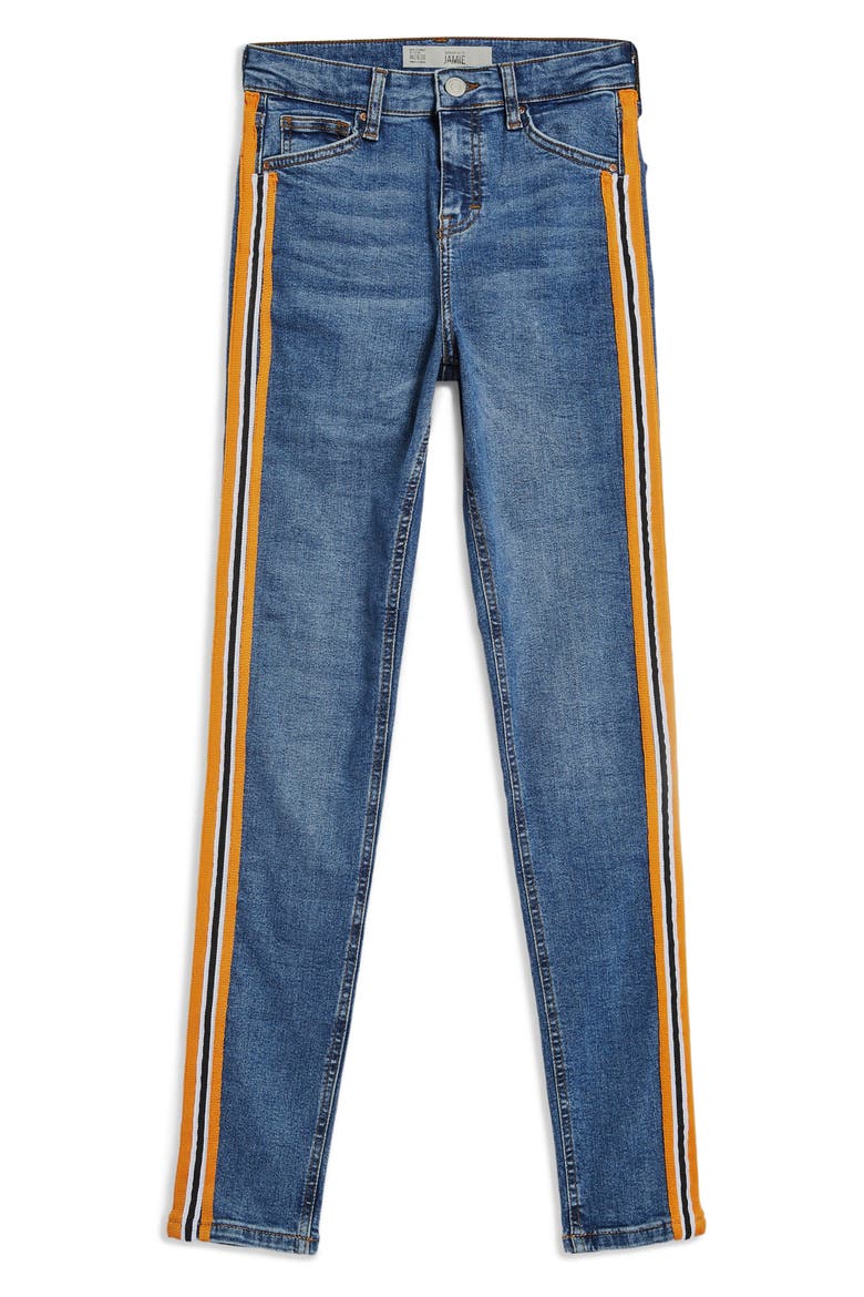 MOTO Jamie Side Stripe Jeans, Alternate, color, INDIGO