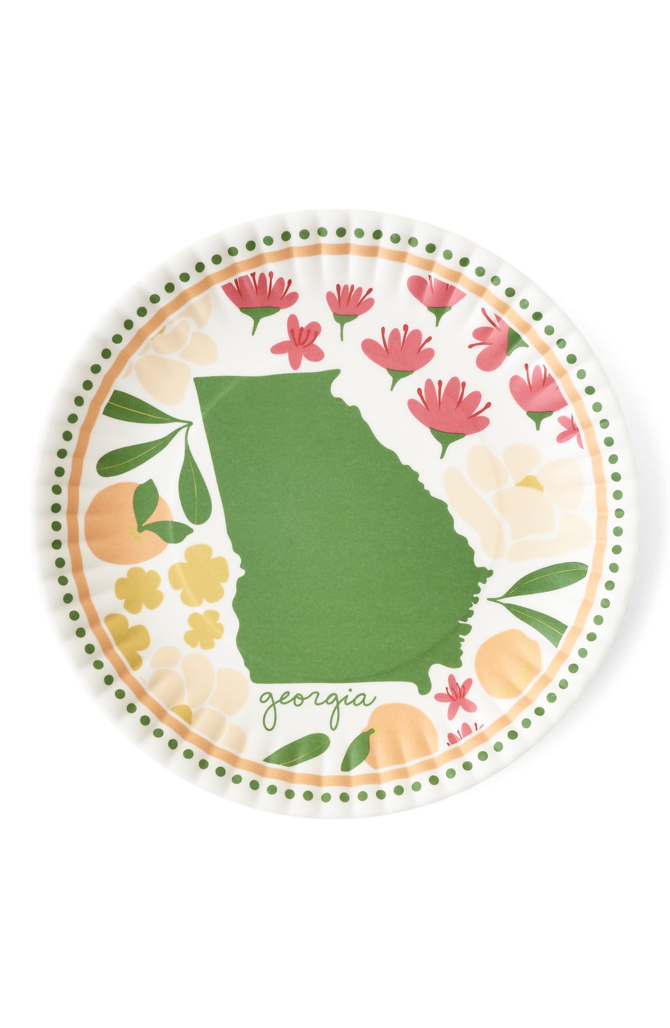 ONE HUNDRED 80 DEGREES Georgia in Bloom Set of 4 Melamine Dinnerplates ...