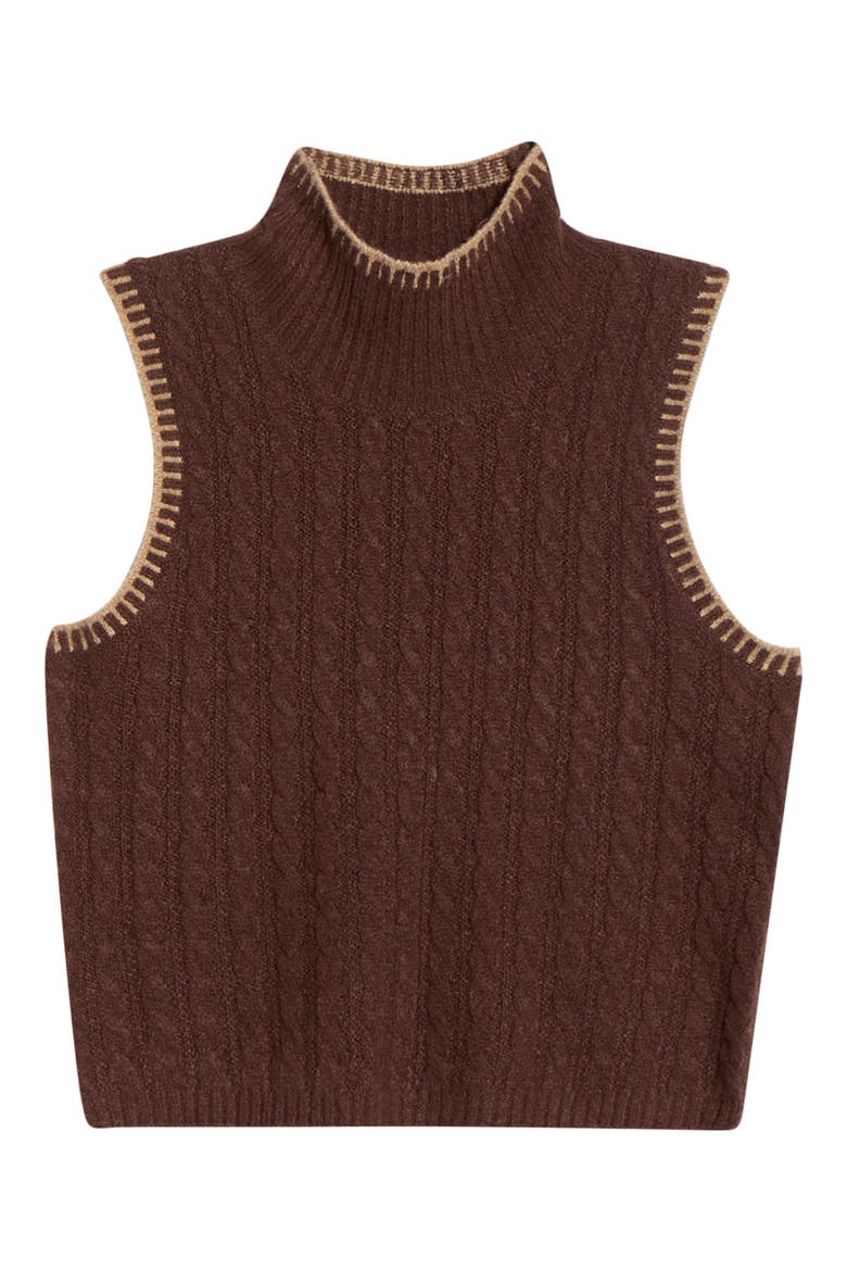Zariah Cable Sleeveless Mock Neck Sweater, Alternate, color, COLA