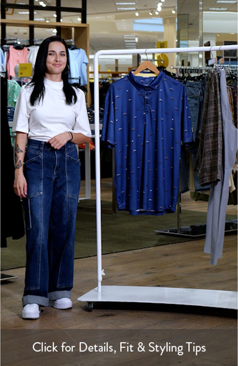 Pier Swimmer Print Performance Golf Polo, sales video thumbnail