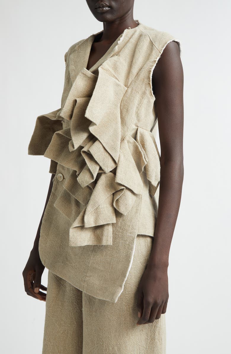 Comme des Garçons Asymmetric Heavyweight Linen Canvas Vest, Alternate, color, Ecru