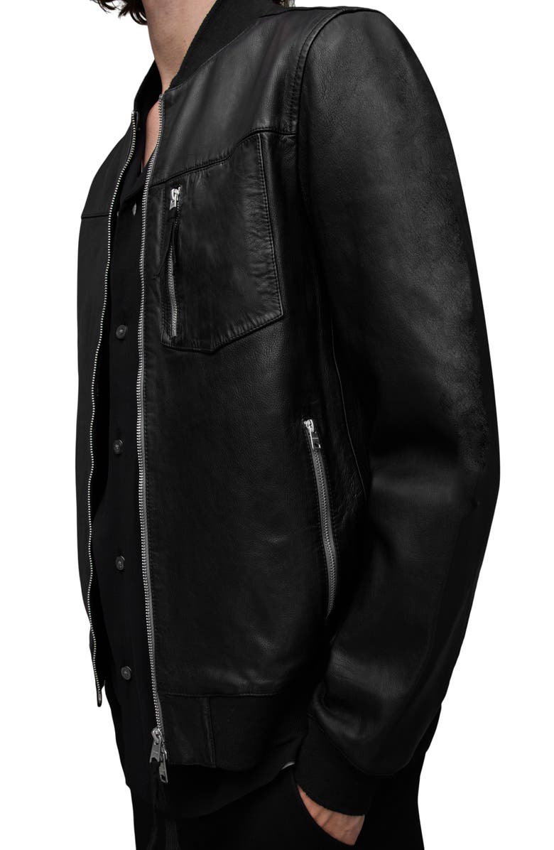 AllSaints Tyro Leather Bomber Jacket, Alternate, color, 