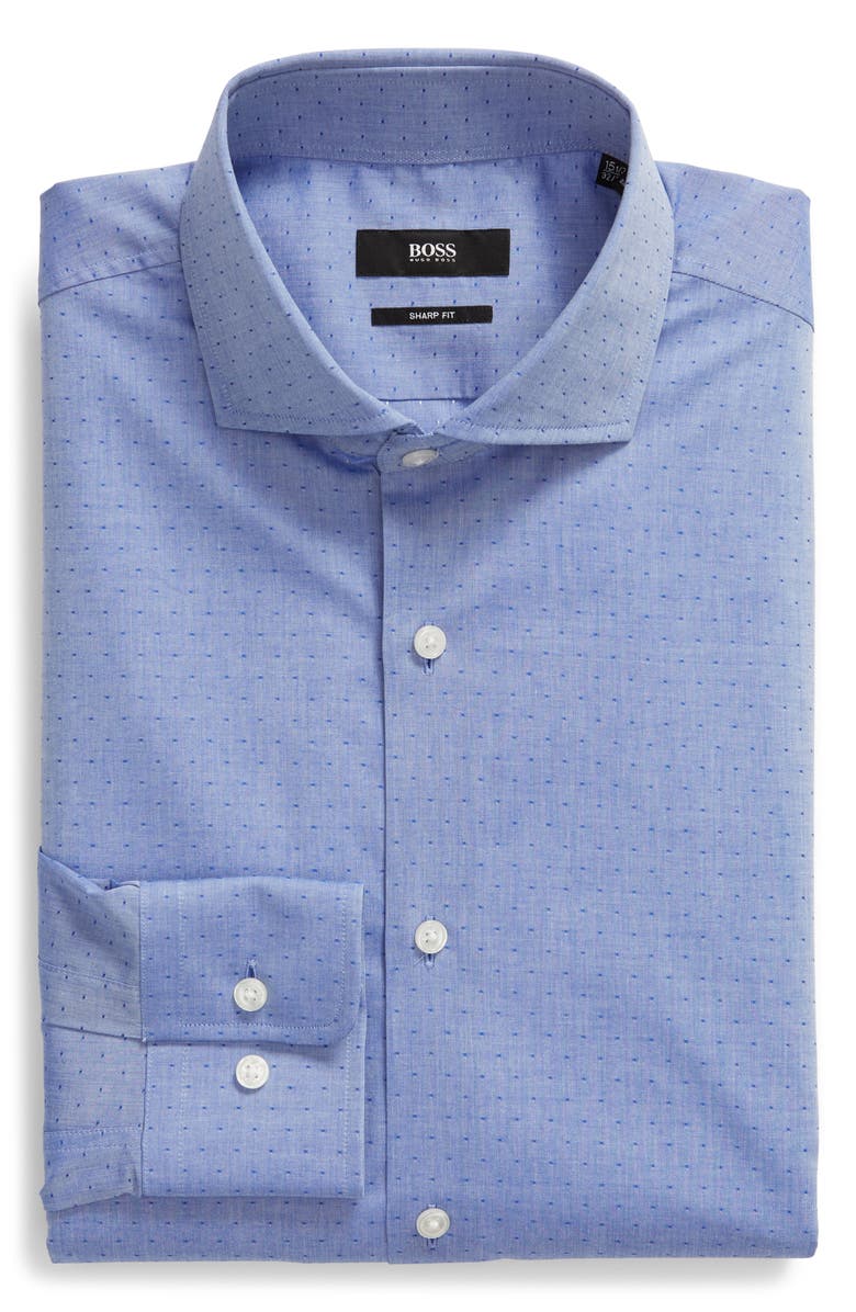 BOSS Mark Sharp Fit Dot Dress Shirt, Alternate, color,