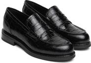 NeroGiardini Croc Embossed Leather Penny Loafer