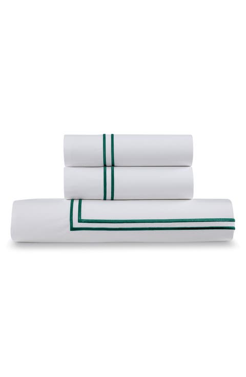 Cotton Percale 3-Piece Duvet Set with Satin Stitching