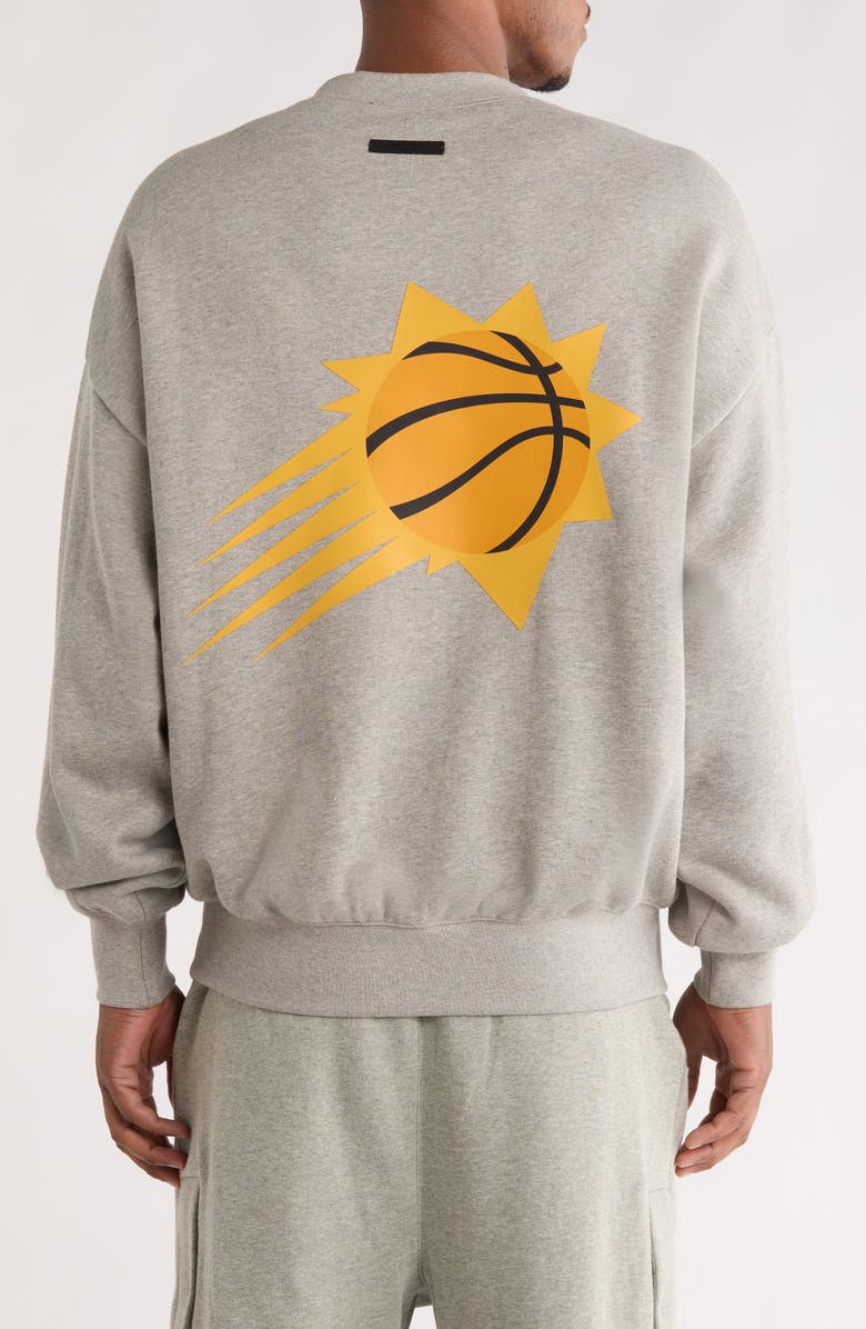 Fear of God Essentials x NBA Suns Sport Fit Crewneck Sweatshirt, Alternate, color, Warm Heather