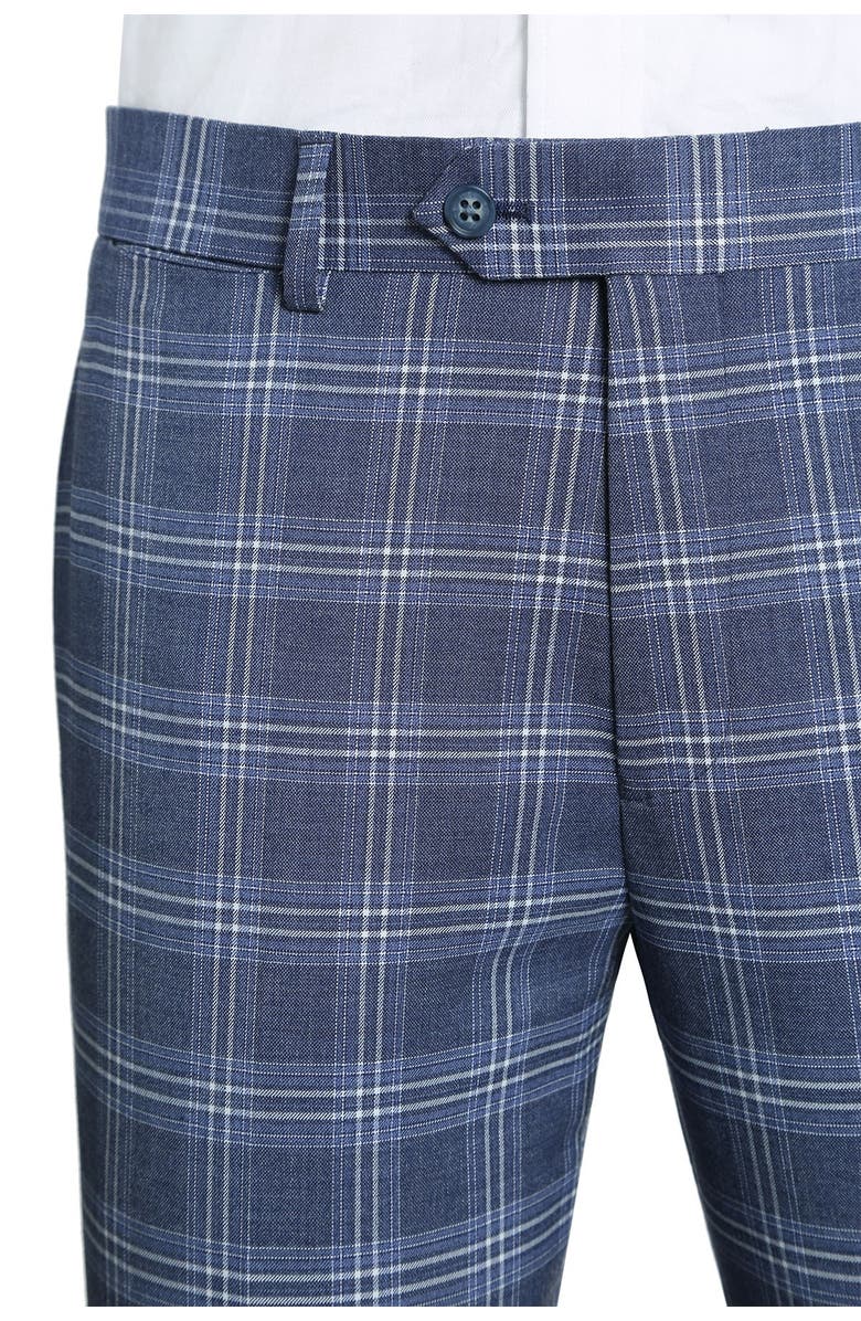 English Laundry Blue Plaid Slim Fit Peak Lapel Suit, Alternate, color, 