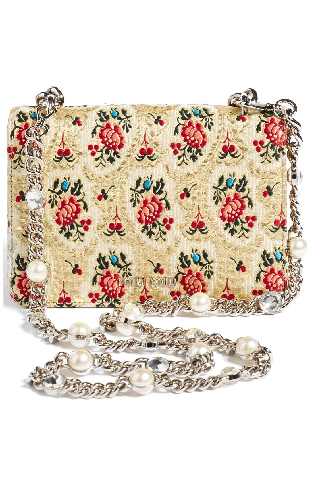 Miu Miu 'Evening' Floral Mogador Shoulder Bag, Alternate, color, 